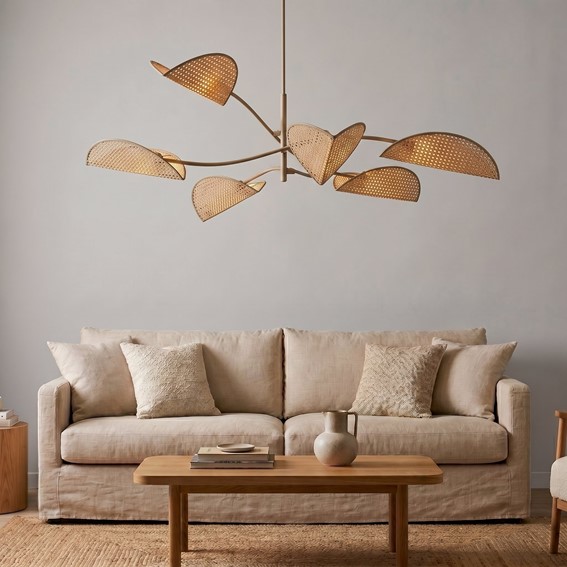 Lampa Sufitowa LOTUS 6 Beżowy/Rattan