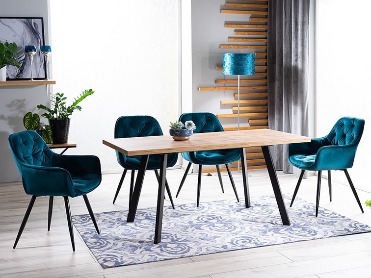 Stół BRICK (120-160)x80 Czarny/Dąb Artisan