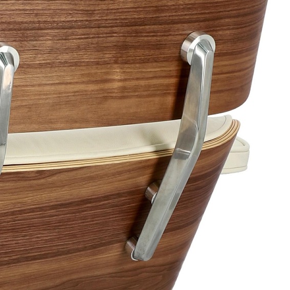 Fotel VIP 54x82x85 Biały/Walnut/Srebrna Baza