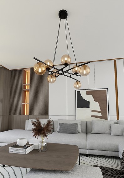 Lampa Wisząca ESSA 8 Czarny/Miodowy