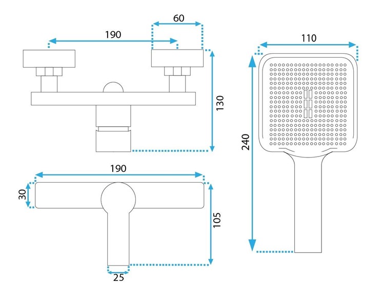 Bateria Prysznicowa ARGUS Złoty Szczotkowany