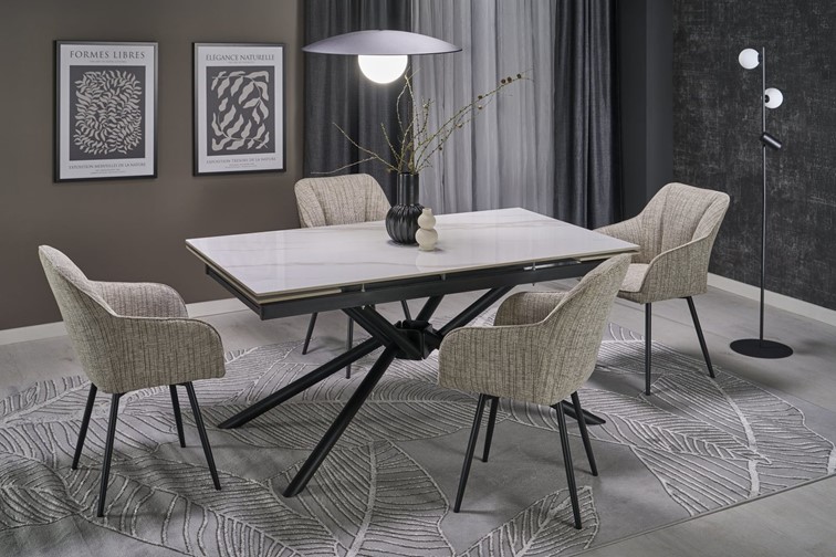 Stół Rozkładany VITORINO (160-220)x90 cm Biały/Czarny