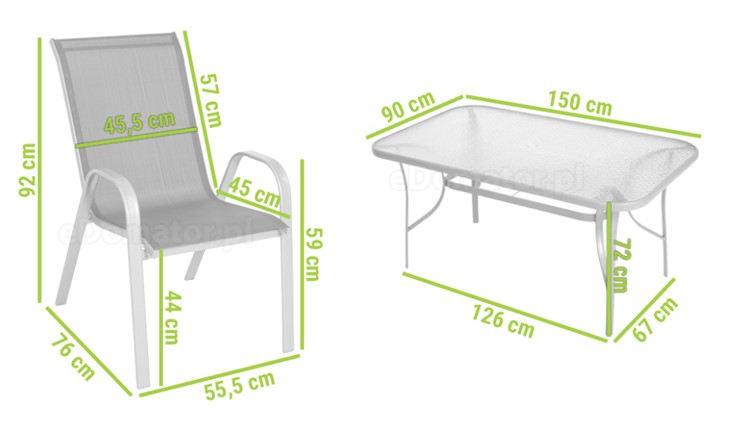 Zestaw Ogrodowy PORTO 6-osobowy Czarny