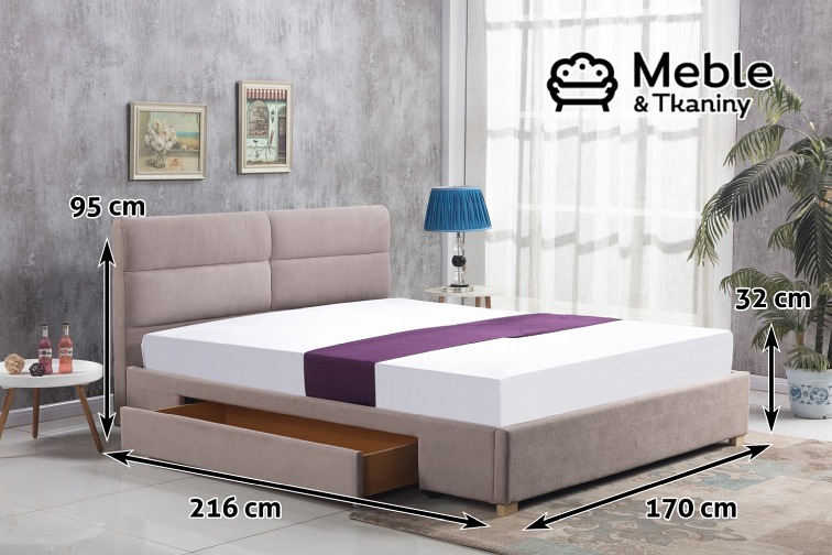 Łóżko MERIDA z Szufladą Beżowy
