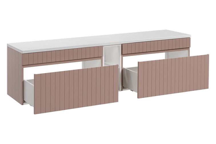 Zestaw ICR 81-01 180cm (2x Szafka + Regał + Blat) Różowy/Biały