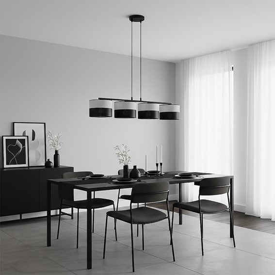 Lampa Wisząca KARBON 4 Czarny/Szary