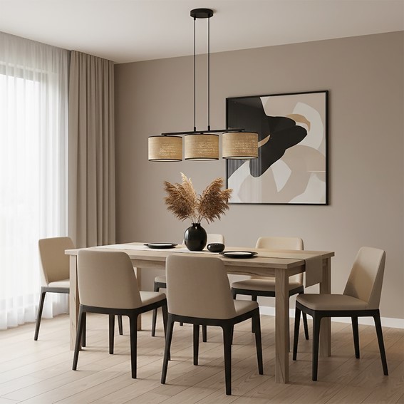 Lampa Wisząca ECO 3 Czarny/Rattan