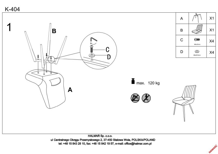 Krzesło K404 Ciemny Zielony