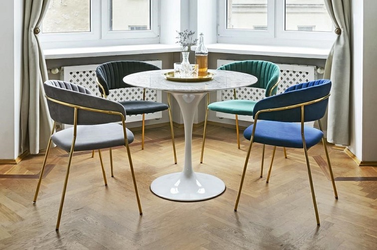 Stół TULIP MARBLE fi90 Biały/Marmur