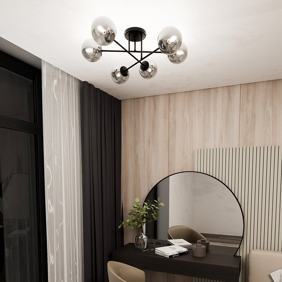 Lampa Sufitowa ROMA 6 Czarny/Grafitowy