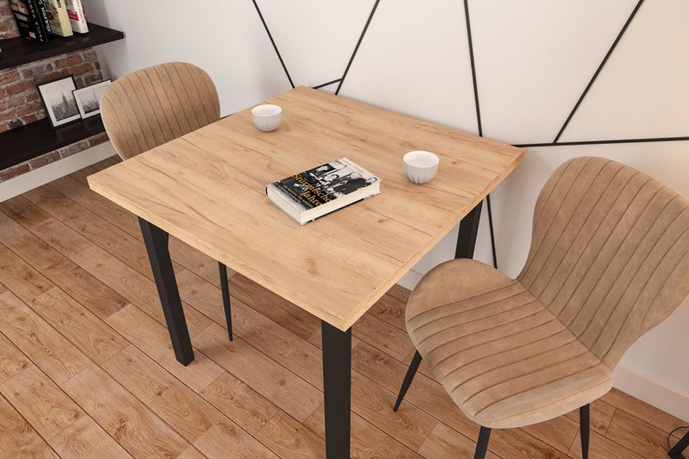 Stół ST25-FX 80x80 Dąb Złoty Craft/Czarny