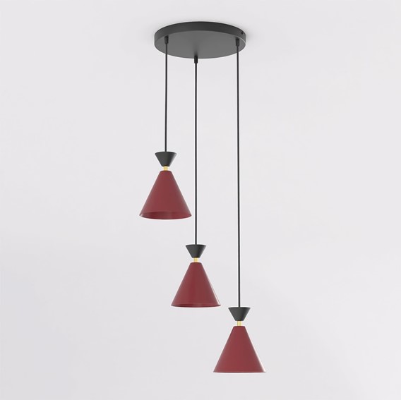 Lampa Wisząca KLEVER 3PREM Burgundowy/Czarny