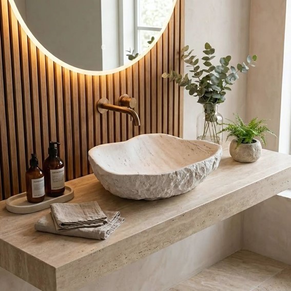 Umywalka Nablatowa ISLA SHIRO Beżowy