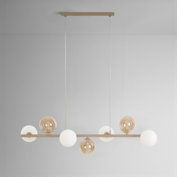 Lampa Wisząca LEMO K-5847 Biały/Beż/Bursztynowy