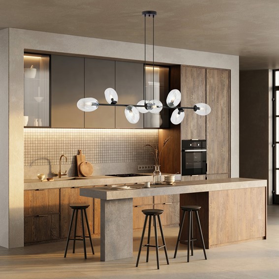 Lampa Wisząca PANDORA 8 Czarny/Transparentny