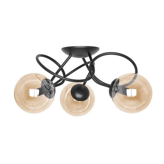 Lampa Sufitowa FLORO K-5126 Czarny/Bursztynowy