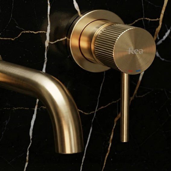 Bateria Umywalkowa Podtynkowa LUNGO STRIPE Złoty Szczotkowany