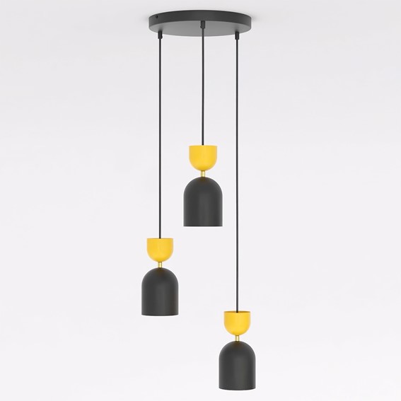 Lampa Wisząca GAUDI 3PREM Czarny/Pomarańczowy
