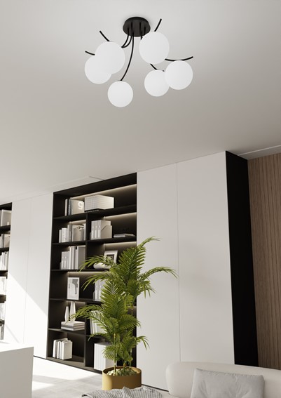 Lampa Sufitowa BOSTON 6 Czarny/Opal