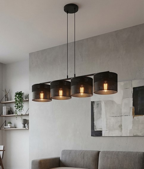 Lampa Wisząca KARBON 4 Czarny