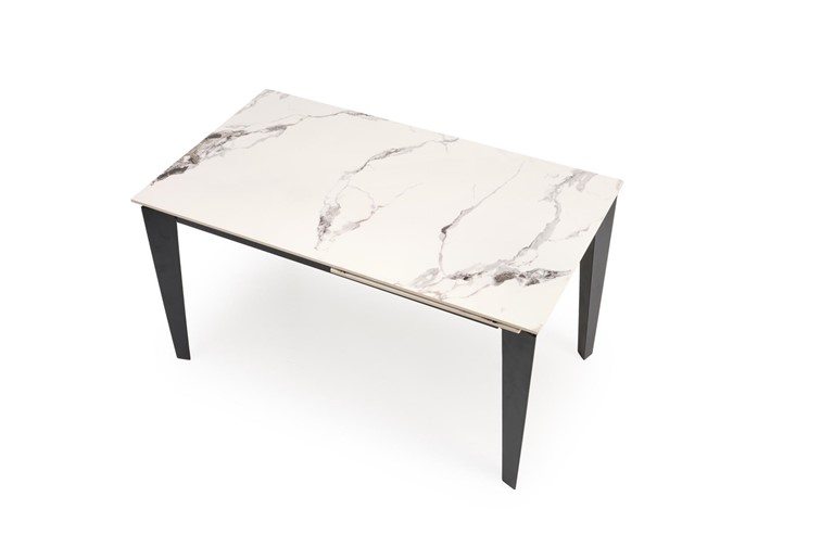 Stół Rozkładany FELIX (141-201)x81cm Biały Marmur/Czarny