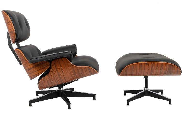 Fotel z Podnóżkiem LOUNGE HM PREMIUM Czarny/Różany