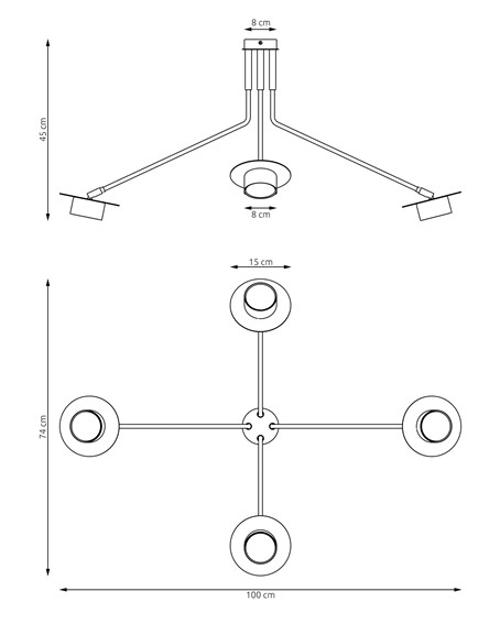 Lampa Sufitowa MIZU 4 Czarny