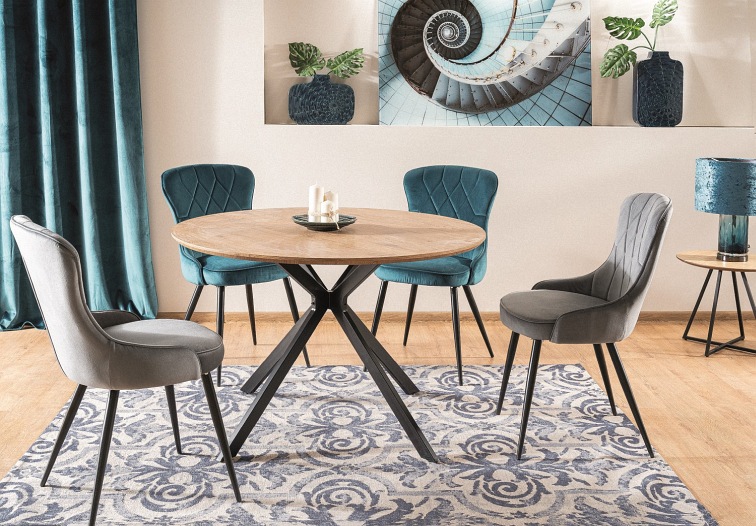 Stół Okrągły ASTER fi120 Dąb/Czarny