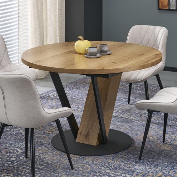 Stół Rozkładany FANIS (120-160)x160 cm Naturalny/Czarny