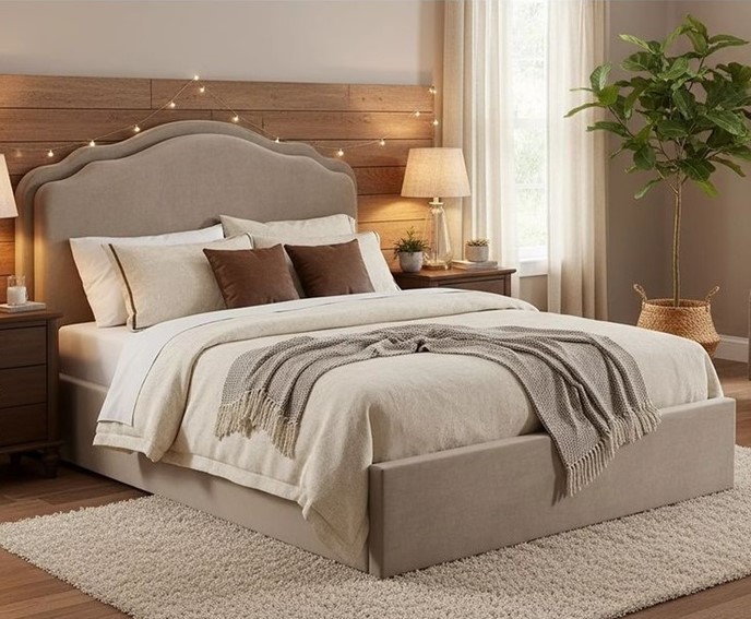 Łóżko FLORENCJA Velvet 160x200cm Ciemny Beżowy