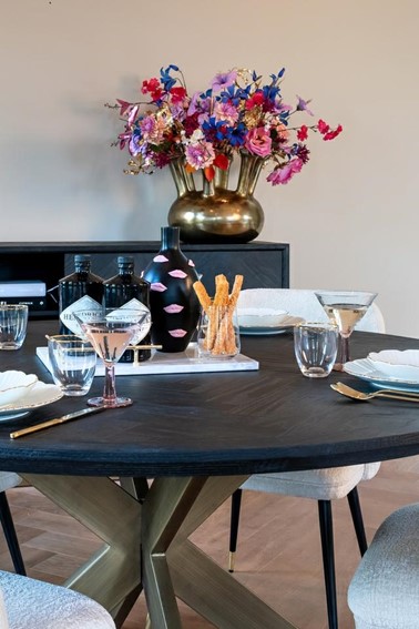 Stół BLACKBONE BRASS fi140 Czarny/Złoty