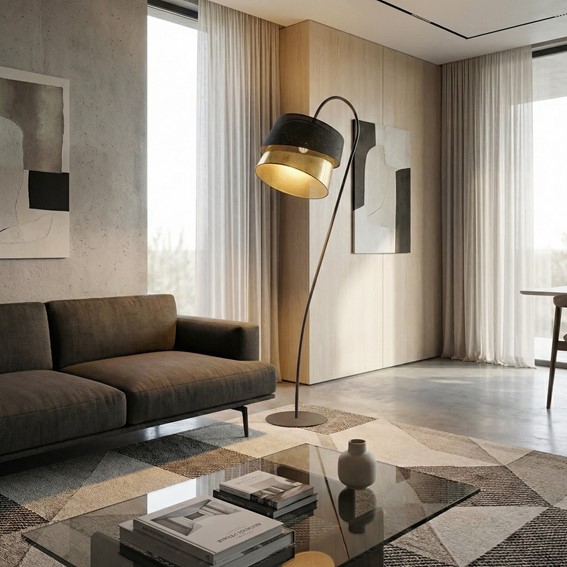 Lampa Podłogowa CANVA LP1 Czarny/Złoty