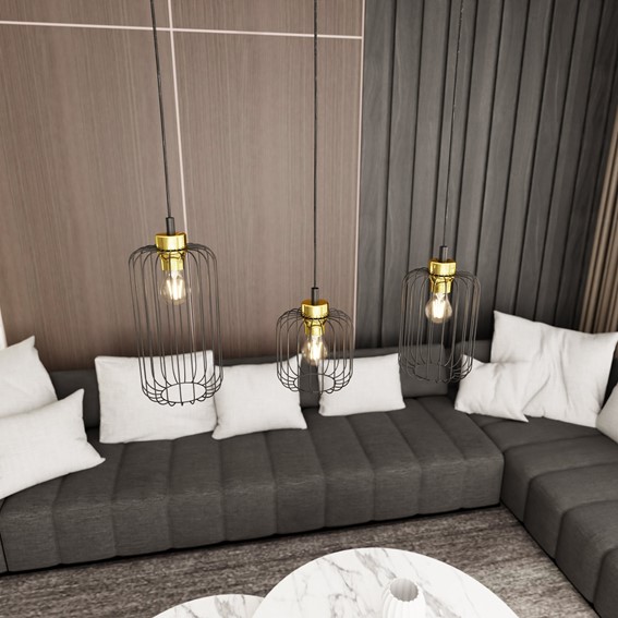 Lampa Wisząca VANDER 3 Czarny/Złoty