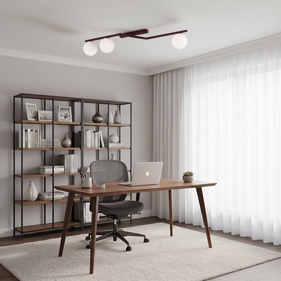 Lampa Sufitowa NATON 3 Burgundowy/Opal