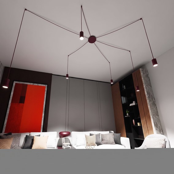 Lampa Wisząca TRAKER 6 Burgudnowy