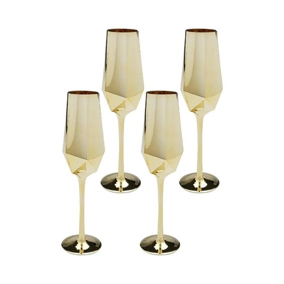 Komplet (4 szt.) Kieliszek do Szampana DIAMOND 365ml Złoty