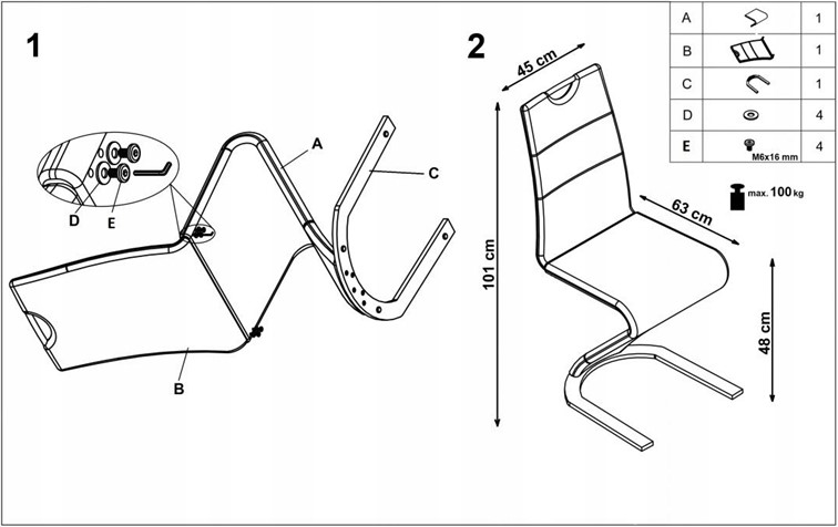 Krzesło K188 Chrom/Czarny Ekoskóra