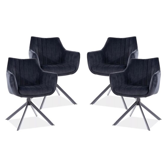 Zestaw 4x Krzesło AZALIA Velvet Czarny/Czarny Bluvel 19