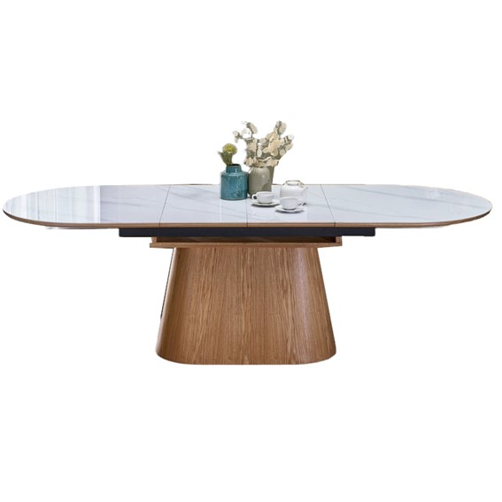 Stół Rozkładany SIRIUS (160-240)x90 Biały Marmur/Naturalny