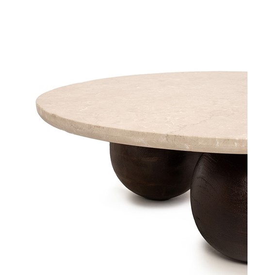 Stolik Kawowy ORGANIC Trawertyn/Brązowy