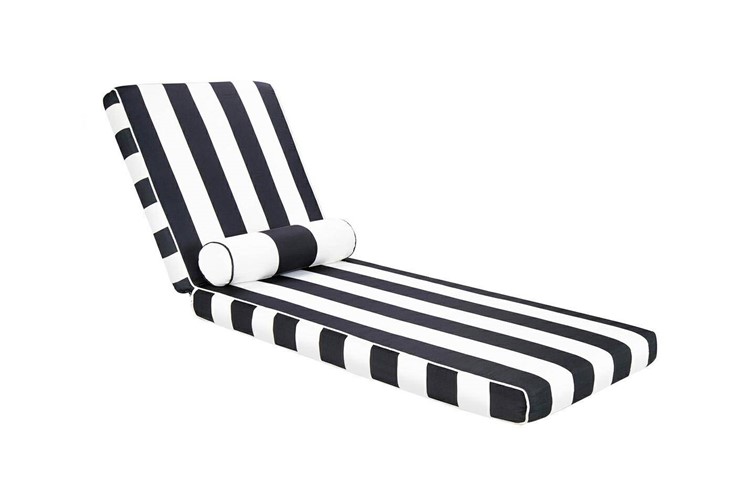 Leżak Ogrodowy AZURE Drewniany Materacem Biało/Czarnym