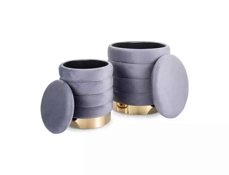 Zestaw Puf BRITTA Velvet Szary