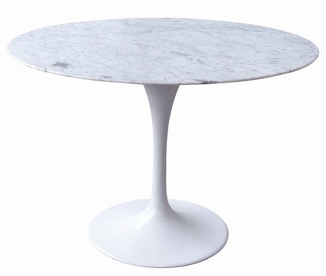 Stół TULIP MARBLE 120 biały - blat okrągły marmurowy, metal
