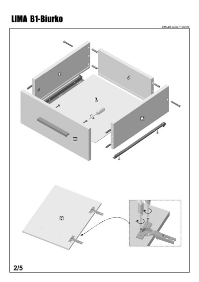 Biurko LIMA B-1 Dąb Sonoma/Biały