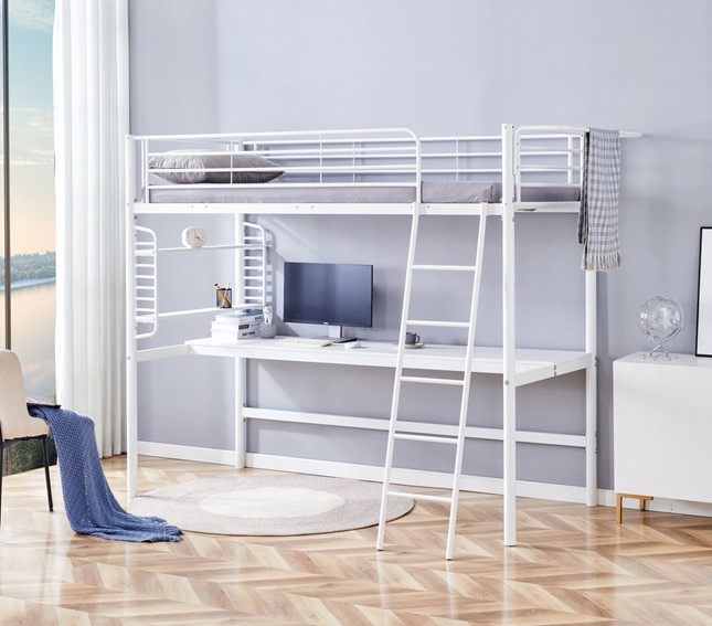 Łóżko Piętrowe LM6-FX z Biurkiem 90x200 Biały