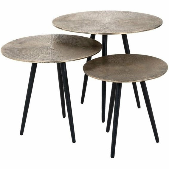 Zestaw Stolików VITTORIO fi48/40/32 Czarny/Złoty