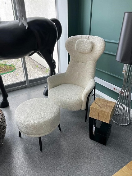 Fotel z Podnóżkiem Teddy Grand 91x77x114 Beżowy