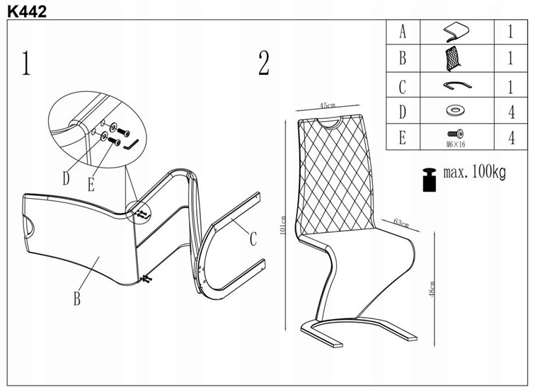 Krzesło K442 Czarny/Ciemny Zielony