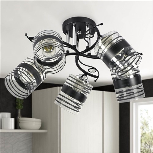 Żyrandol ASTER 5 Srebrny/Czarny