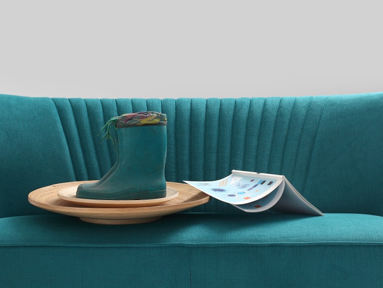 Sofa 2 os. Harry 123x65x72 Turkusowy/Naturalny